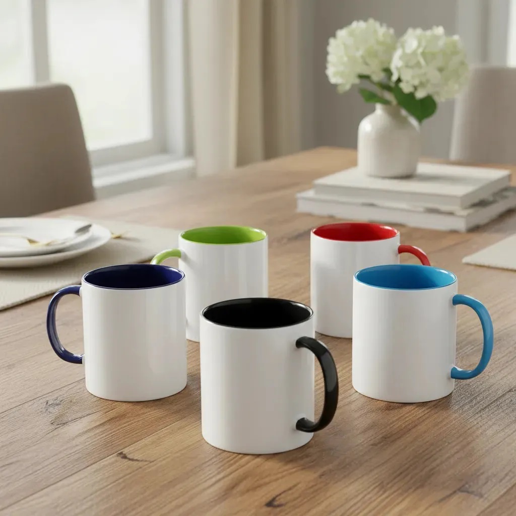 Caneca Porcelana Alça e Interior Colorido — foto 1